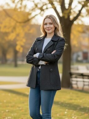 Anthropologie Sandro Double Breasted Peacoat In Grey